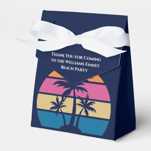 Caixinha De Lembrancinhas Personalized Blue Tropical Beach Party (Frente)