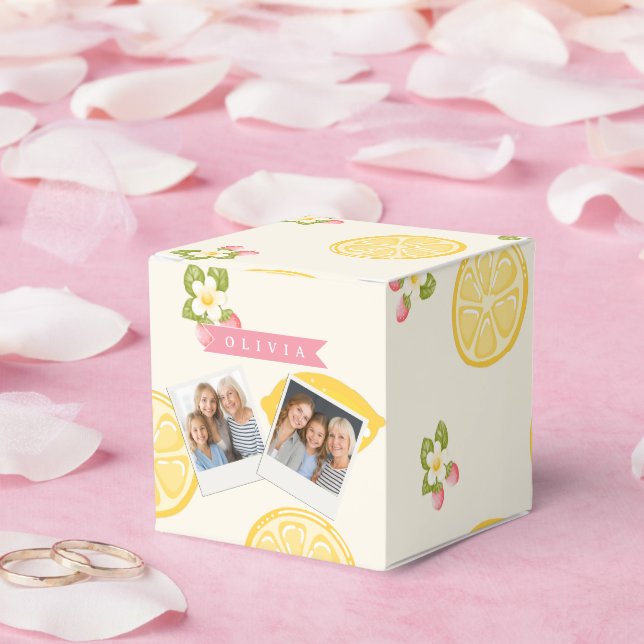 Caixinha De Lembrancinhas Personalized Lemon Floral Summer Custom Name (Casamento)