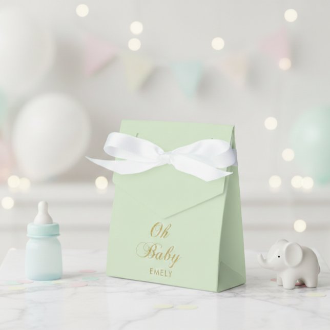 Caixinha De Lembrancinhas Personalized Mint Green Favor Box with Gold Script (Criador carregado)