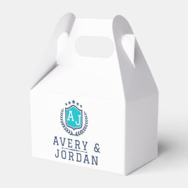 Caixinha De Lembrancinhas Personalized wite blue Monogram Wedding 