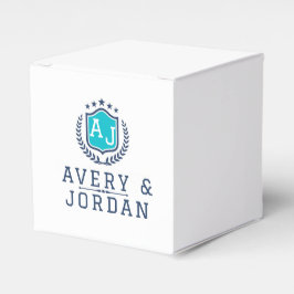 Caixinha De Lembrancinhas Personalized wite blue Monogram Wedding 