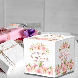 Caixinha De Lembrancinhas Pêssego coral dahlia flores chá de fraldas obrigad