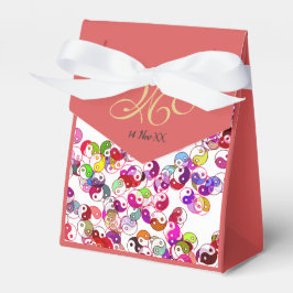 Caixinha De Lembrancinhas Pêssego Personalizado Elegante Monograma Dourado Y