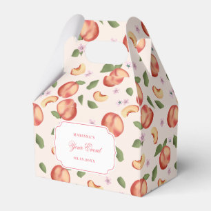 Caixinha De Lembrancinhas Pêssegos e Blossomas de Aquarela Botânica