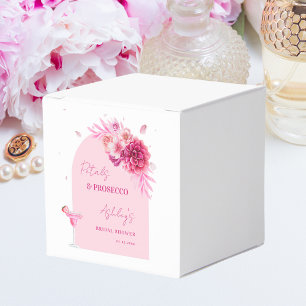 Caixinha De Lembrancinhas Pétalas e Prosecco Rosa Floral Chá de Noiva