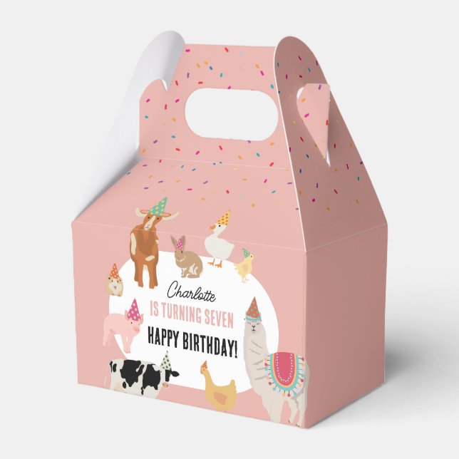 Caixinha De Lembrancinhas Petting Zoo Party Animals Barnyard Birthday Girl (Frente)