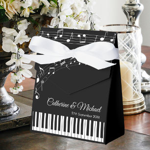 Caixinha De Lembrancinhas Piano Chaves Musicais Casamento Preto e Branco
