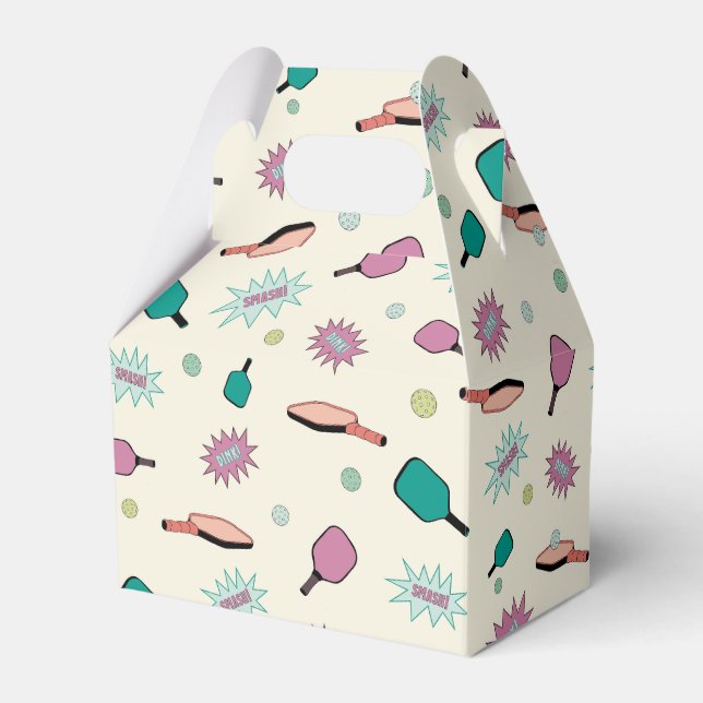 Caixinha De Lembrancinhas Pickleball! Padrão Colorido Divertido (Frente)