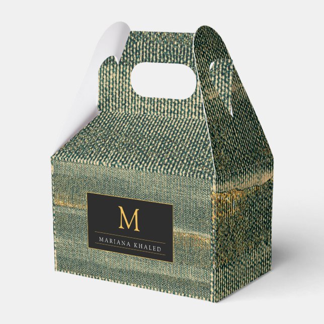 Caixinha De Lembrancinhas Pincel Verde Elegante com ouro e preto (Frente)