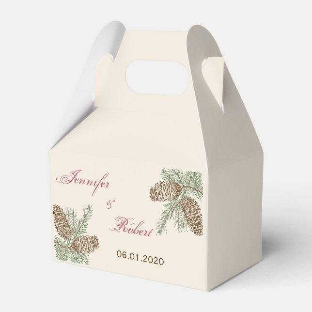 Caixinha De Lembrancinhas Pine Cone Nature no Cream Weding Box (Frente)