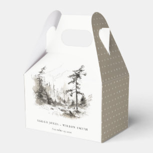 Caixinha De Lembrancinhas Pine Woods Mountain Landscape Casamento