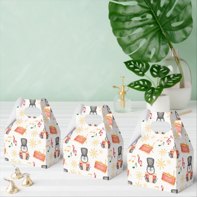 Caixinha De Lembrancinhas Pinguim Pingueiro Noivo de Natal Vermelho (Múltiplo)