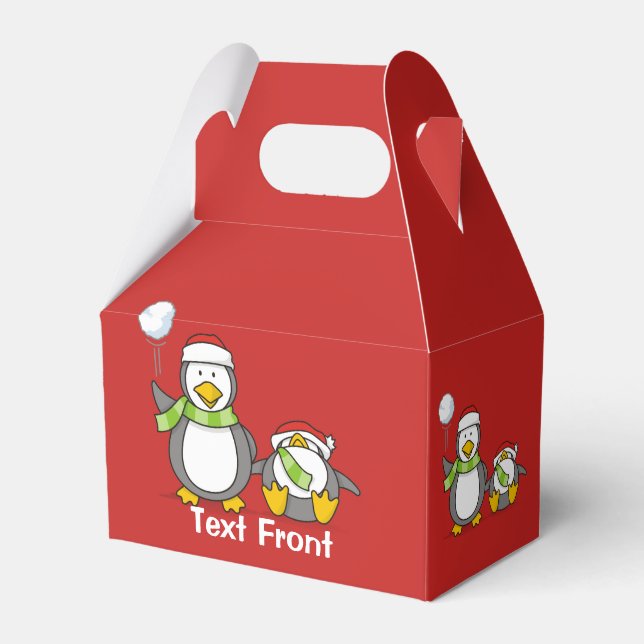 Caixinha De Lembrancinhas Pinguins de neve de Natal (Frente)