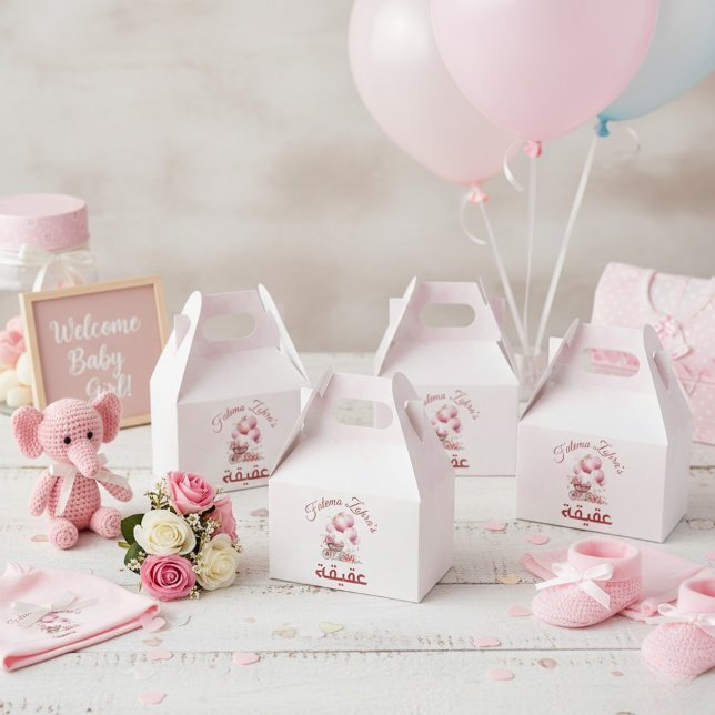 Caixinha De Lembrancinhas Pink Balloon Stroller Baby Girl Muçulmana Aqiqah F (Criador carregado)