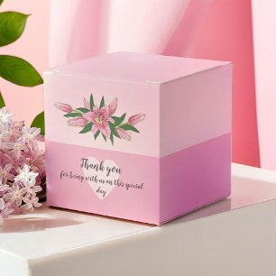 Caixinha De Lembrancinhas Pink Blooming Lily Obrigado/ Feliz Aniversário