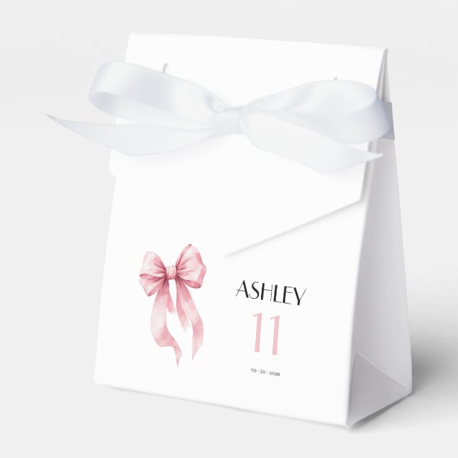Caixinha De Lembrancinhas Pink Bow 11th Birthday for Girls (Frente)