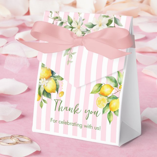 Caixinha De Lembrancinhas Pink Citrus Lemon Baby Shower Thank you Favor Box (Casamento)