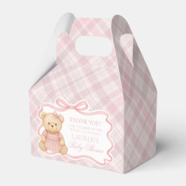 Caixinha De Lembrancinhas Pink Coquette Bow Bear Baby Shower Favor Box