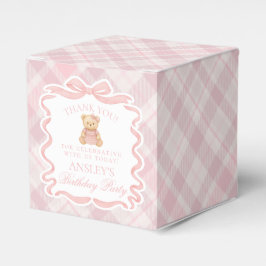 Caixinha De Lembrancinhas Pink Coquette Bow Bear Girl Birthday Favor Box