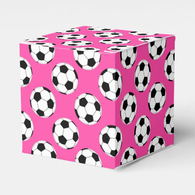 Caixinha De Lembrancinhas Pink do padrão da bola de futebol (Frente)