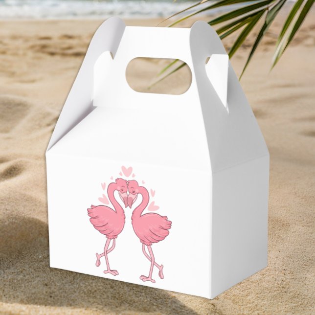 Caixinha De Lembrancinhas Pink Flamingo Tropical Beach Hawaiian Wedding (Criador carregado)