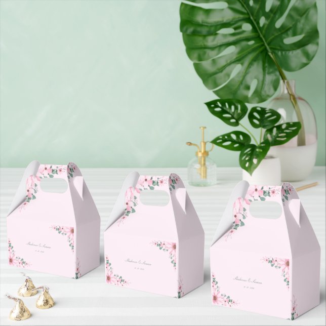 Caixinha De Lembrancinhas Pink floral wedding Favor boxes customizable  (Múltiplo)