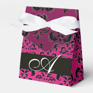 CAIXINHA DE LEMBRANCINHAS PINK, FUCHSIA PRETO,MONOGRAMA CASAMENTO TEMA DAMAS