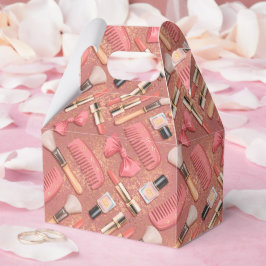 Caixinha De Lembrancinhas Pink Makeup Cosmetics Pattern Glitter 