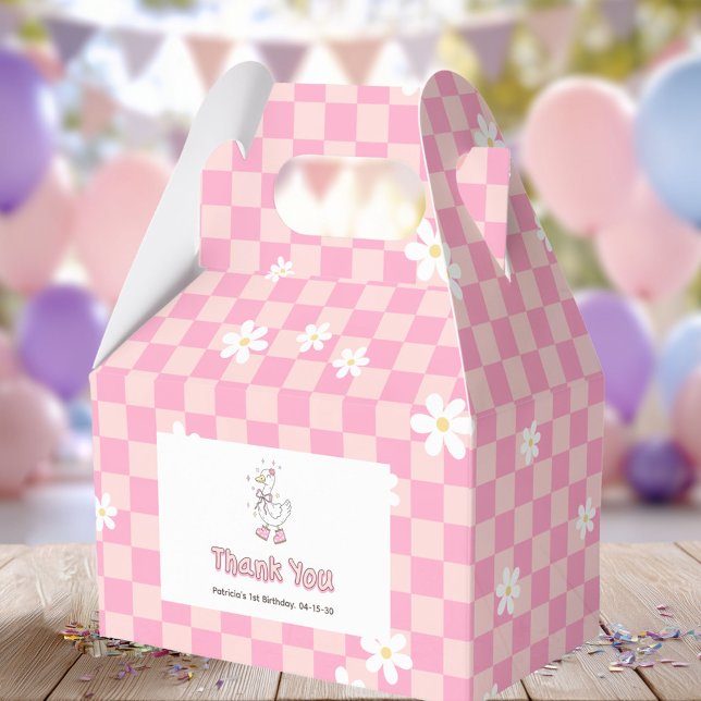 Caixinha De Lembrancinhas Pink One Silly Goose - Girl First Birthday (Pink One Silly Goose. Girl First Birthday Favor boxes.)