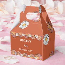 Caixinha De Lembrancinhas Pink Pastel e Padrão floral de margarida laranja