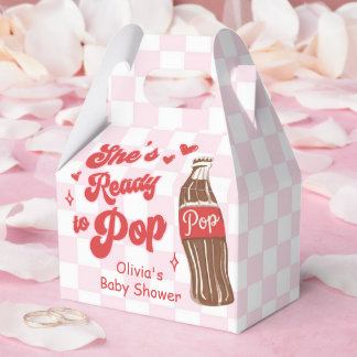 Caixinha De Lembrancinhas Pink Red She's Ready to Pop Baby Shower