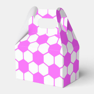 Caixinha De Lembrancinhas Pink Soccer Balls Preto e Branco Personalizado