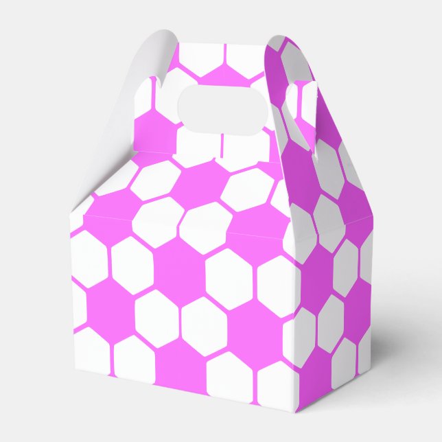 Caixinha De Lembrancinhas Pink Soccer Balls Preto e Branco Personalizado (Frente)