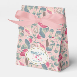 Caixinha De Lembrancinhas Pink Vintage Cottagecore Mushroom Birthday