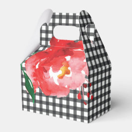 Caixinha De Lembrancinhas Pintura aquarela Rosa Preto Branco Xadrez Gable