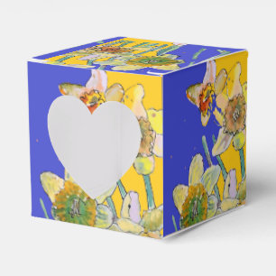 Caixinha De Lembrancinhas Pintura de Flor de Narciso Floral Aniversário Azul
