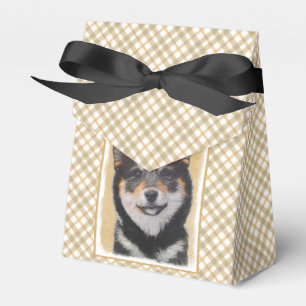 Caixinha De Lembrancinhas Pintura de Shiba Inu (preto e Tan) - arte do cão