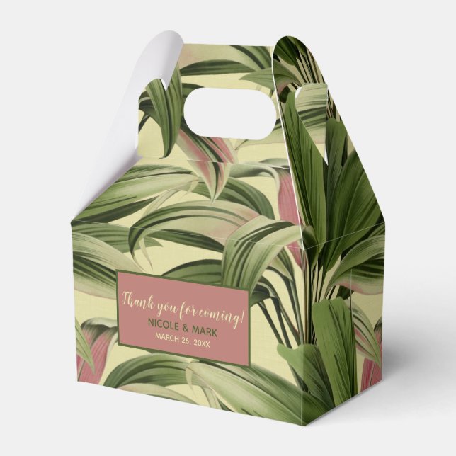 Caixinha De Lembrancinhas Pintura em Aquarela Botânica de Palmeira Tropical  (Frente)