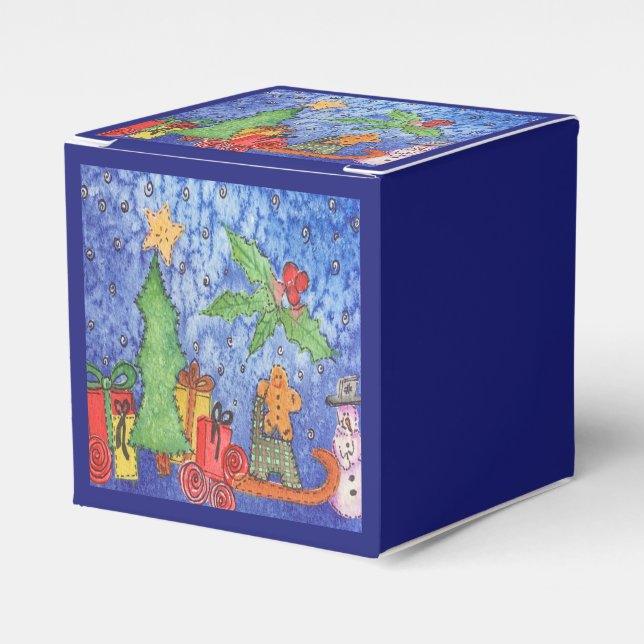 Caixinha De Lembrancinhas Pintura por Aquarela de Natal Whimsical Cheer (Frente)