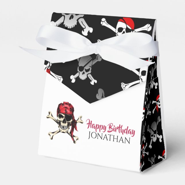 Caixinha De Lembrancinhas Pirate Skull Birthday Favor Box (Frente)