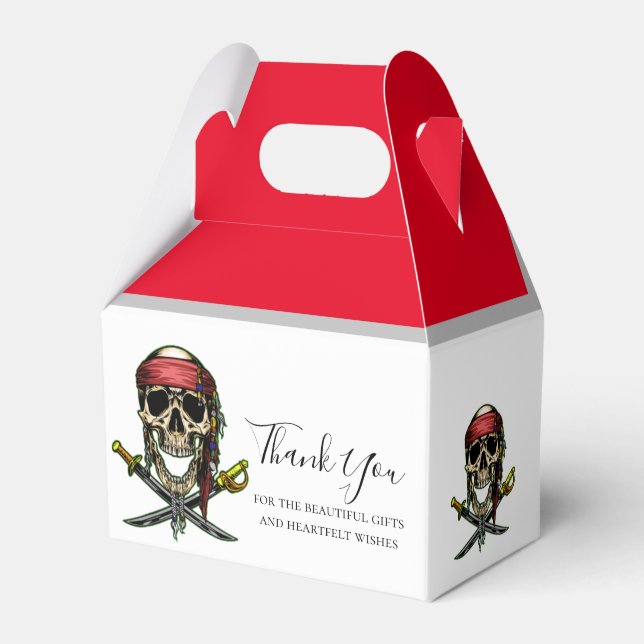 Caixinha De Lembrancinhas Pirate Skull Red Favor Box (Frente)