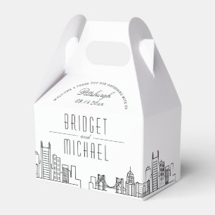 Caixinha De Lembrancinhas Pittsburgh Wedding   Linha Skyline Cidade