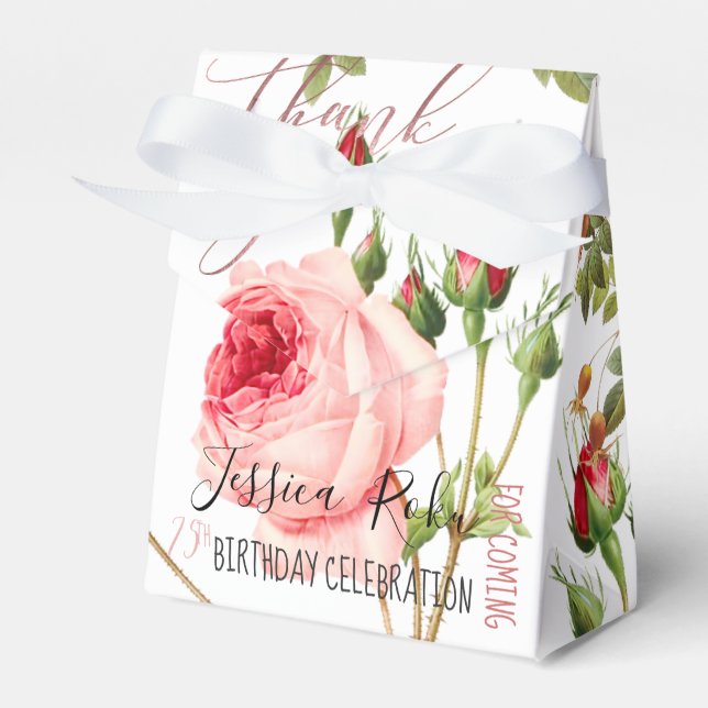 Caixinha De Lembrancinhas PixDezines Rosas/Arte Botânica (Frente)