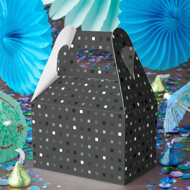 Caixinha De Lembrancinhas Píxel de Cinza Negra sem costura (Festa)