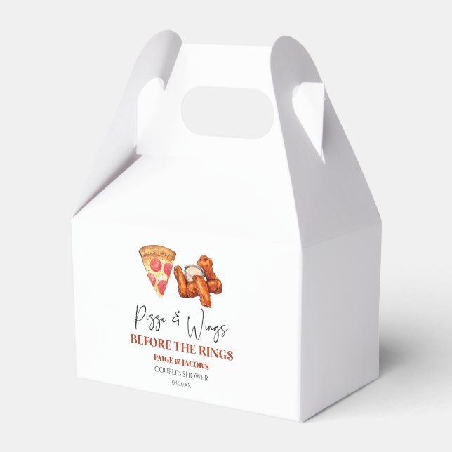 Caixinha De Lembrancinhas Pizza and Wings Before The Rings Couples Shower (Frente)