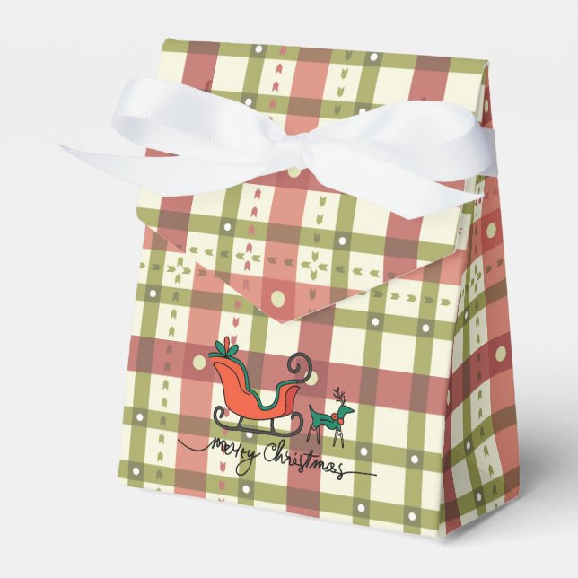 Caixinha De Lembrancinhas Plaid Christmas Tent Favor Box (Frente)
