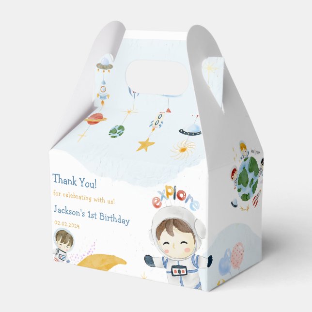 Caixinha De Lembrancinhas Planetas Espaciais Exteriores e Festa de aniversár (Frente)