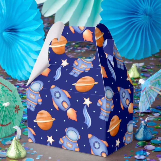 Caixinha De Lembrancinhas Planetas Infantís Espaçonave & Astronauta (Festa)