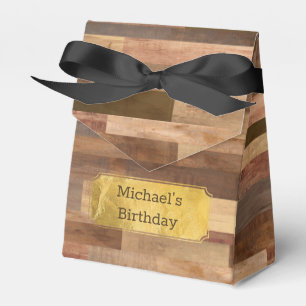 Caixinha De Lembrancinhas Plano de Madeira Personalizado Destaques Dourados