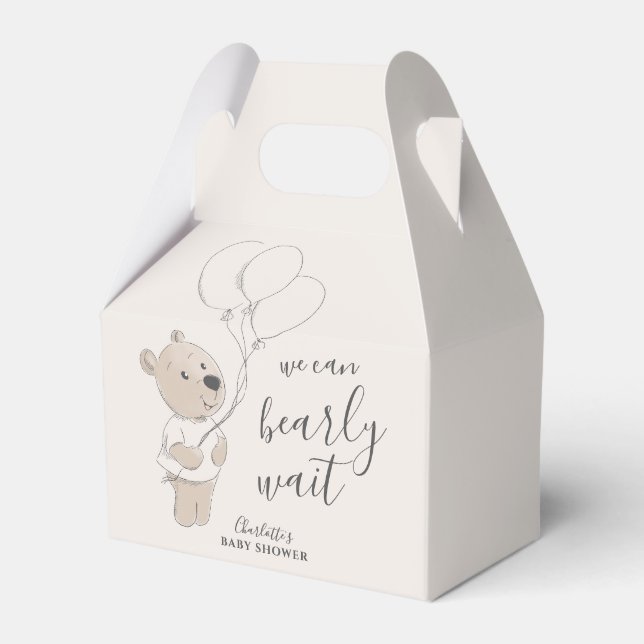 Caixinha De Lembrancinhas Podemos Esperar. | Chá de fraldas do Urso de Teddy (Frente)